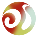 colored circle with a red, green and blue. Cut outs on the side of the circle show an 'I' shape.