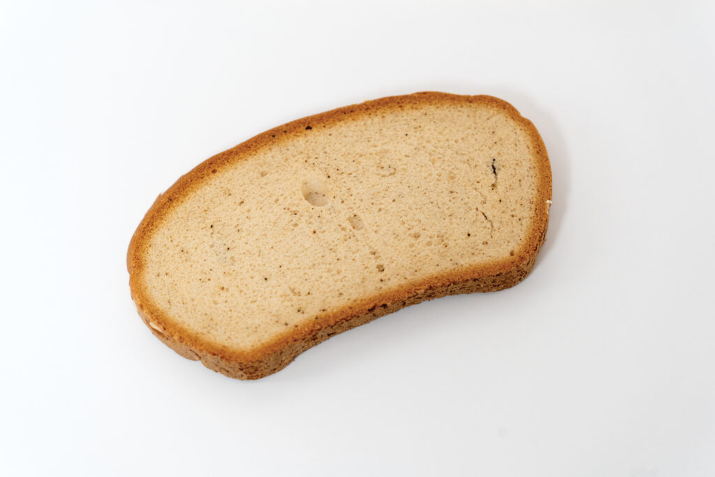 A Celiac safe bread close-up in a photo light studio box in Minneapolis on March 2, 2024. Photo by Rosalind Ding